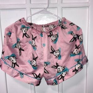 cute pink bunny with bow pajamas shorts